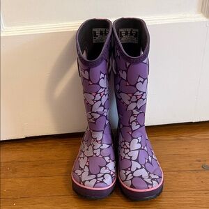 BOGS Purple Heart Pattern Rain Boots Kids 13